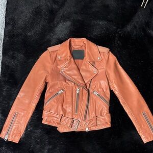 All Saints Burnt Orange Leather Jacket NEW